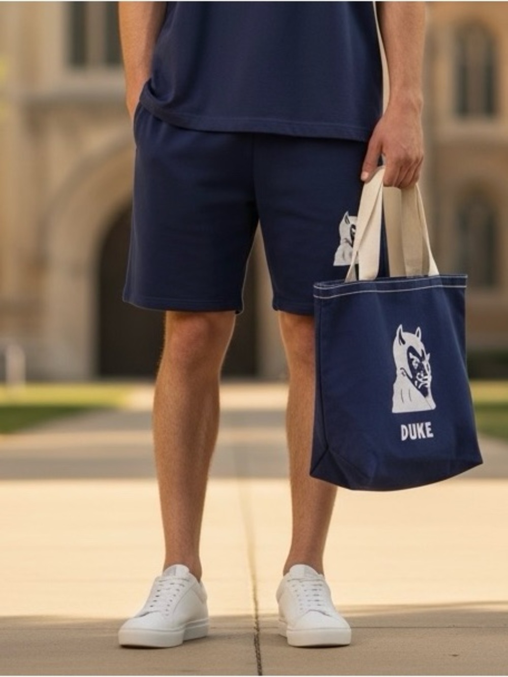 Vintage 80’s DUKE University Blue Devils College Mascot Canvas Shoulder Tote Bag
